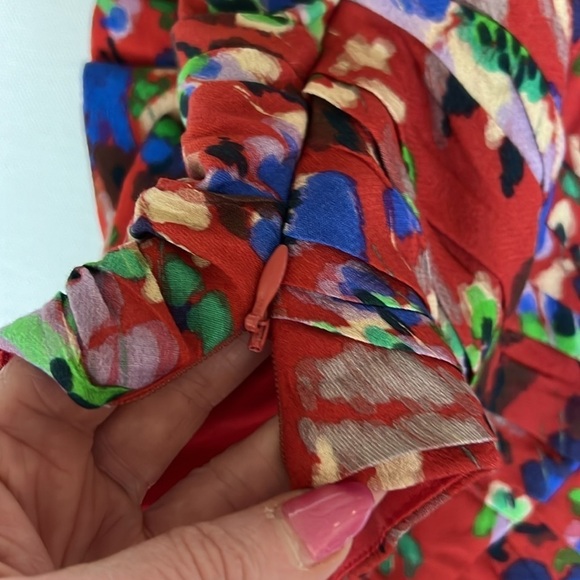 NWOT Zara Women's Red Floral Crop  Ruffled Top with spaghetti Straps - Picture 5 of 10